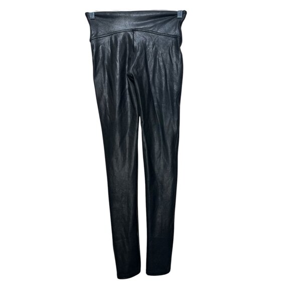 Spanx Faux Leather Leggings Womens Small Petite Black High Rise Stretch Gothic - Picture 5 of 16